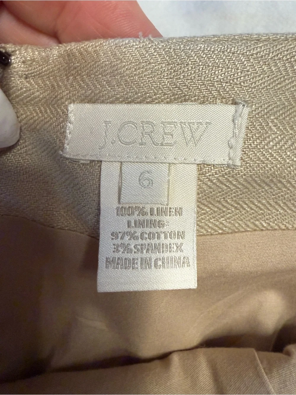 J. Crew collection linen pencil skirt tan beige size 6 quiet luxury office